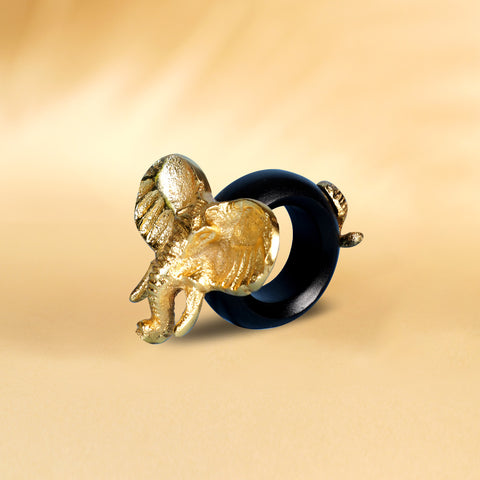 Safari Elephant Gold Metal Napkin Rings (dia 1.5)