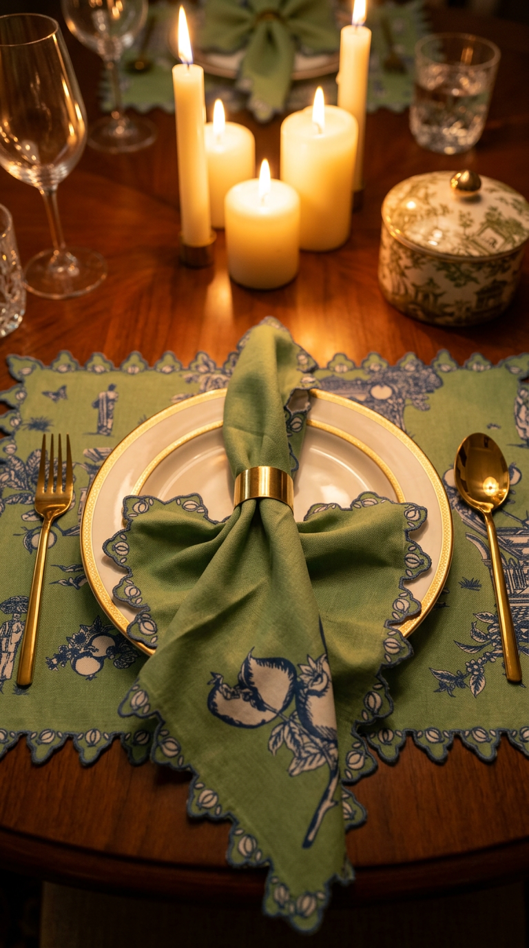 Chettinad placemat - Green & Teal Blue
