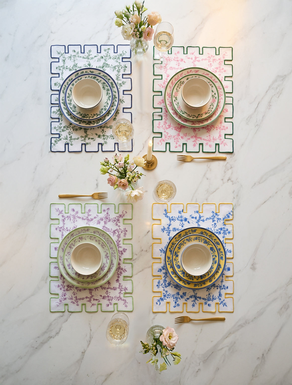 Jardin Linen Placemat- Blue & Green