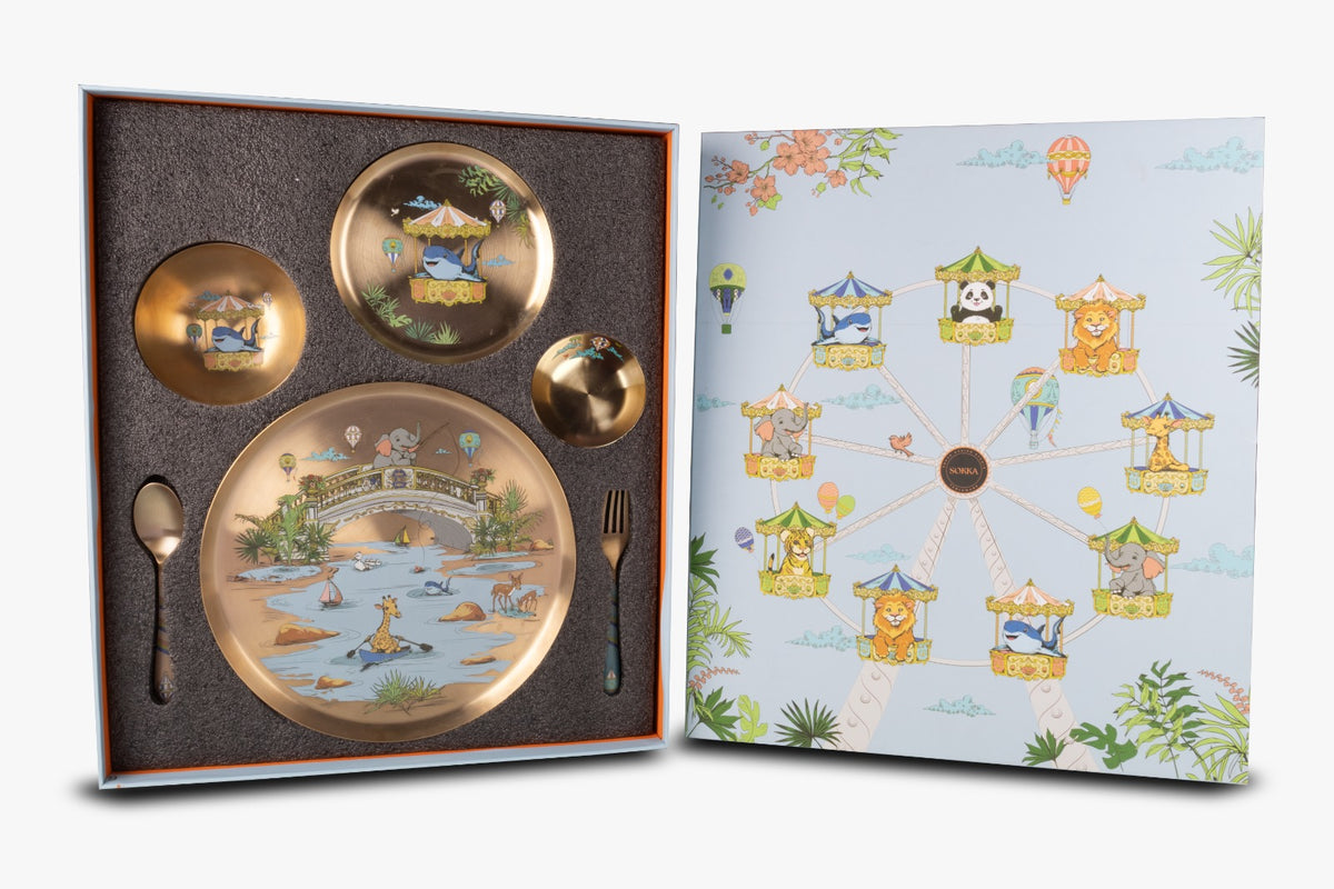 Kansa Children's Collection Set of 6 - Bridge & Babyshark kids dinner set by Sokka Tableware