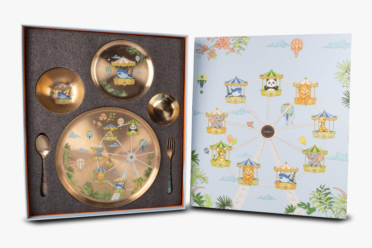 Kansa Children's Collection Set of 6 - Ferris Wheel & Babyshark kids dinner set by Sokka Tableware
