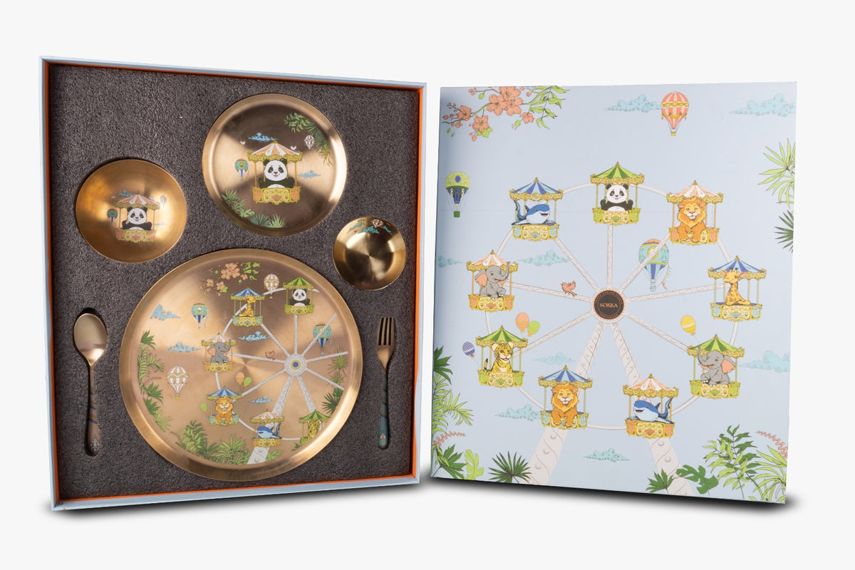 Kansa Children's Collection Set of 6 - Ferris Wheel & Panda kids dinner set by Sokka Tableware