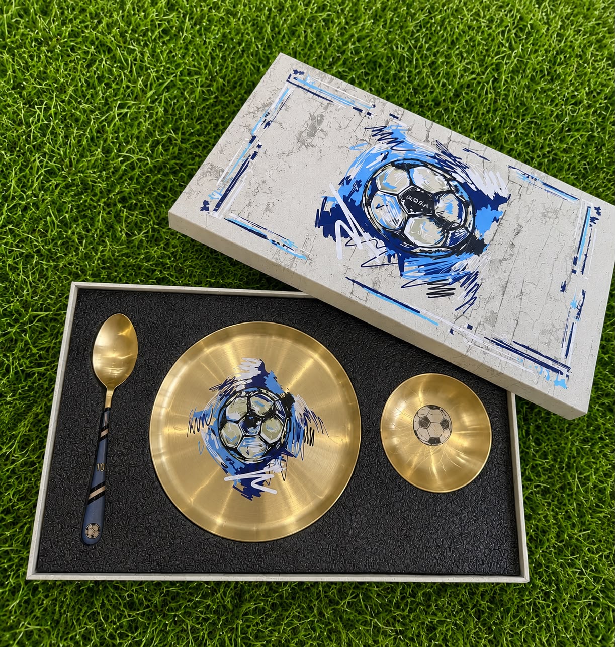 Kansa Drip Set of 3- The Blue side plate