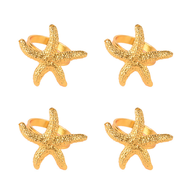 The Identity Gold Star Design Napkin Rings(Set of 4 - Dia 1.5