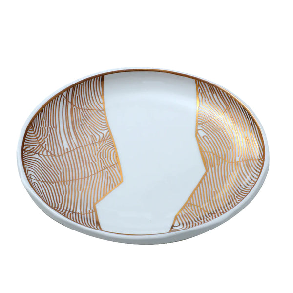 The Identity Porcelain Carved Dish Small With 24K Gold Molten centre