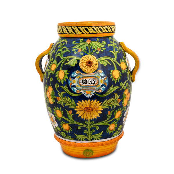 Bella Handpainted Ceramic Amalfi Lemoncino Vase (Ht 16.5)