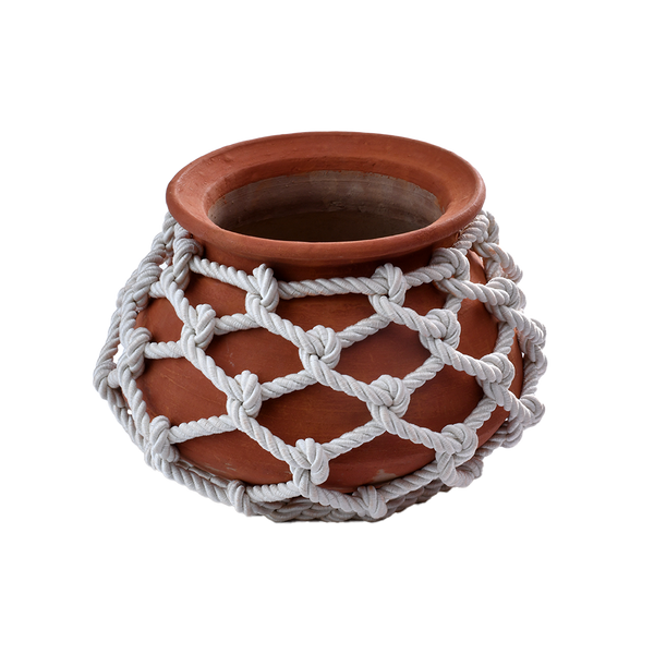 Ishaara Terracotta with rope artisan pot large